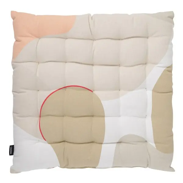 Подушка на стул из хлопка бежевого цвета с авторским принтом из коллекции freak fruit, 40х40 см