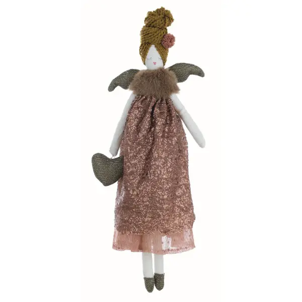 Кукла декоративная Эльза с крыльями и меховым шарфом