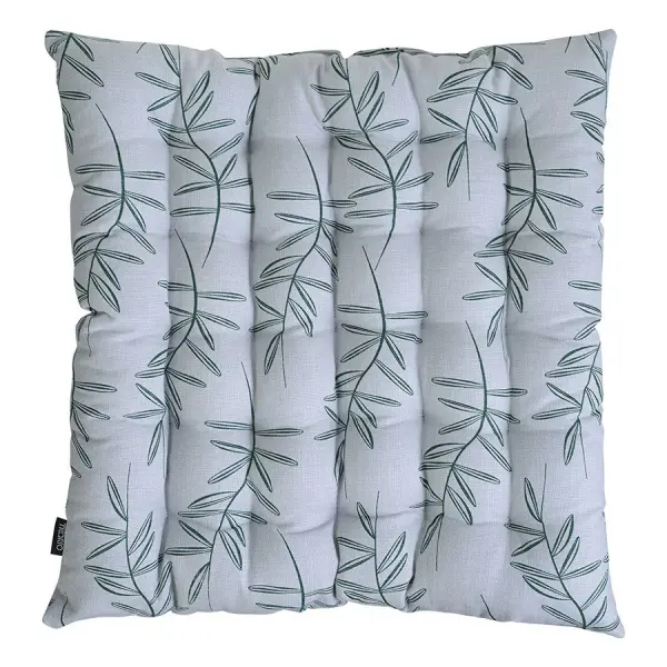 Подушка на стул стеганая из хлопка с графичным принтом Папоротник из коллекции russian north, 40х40 см