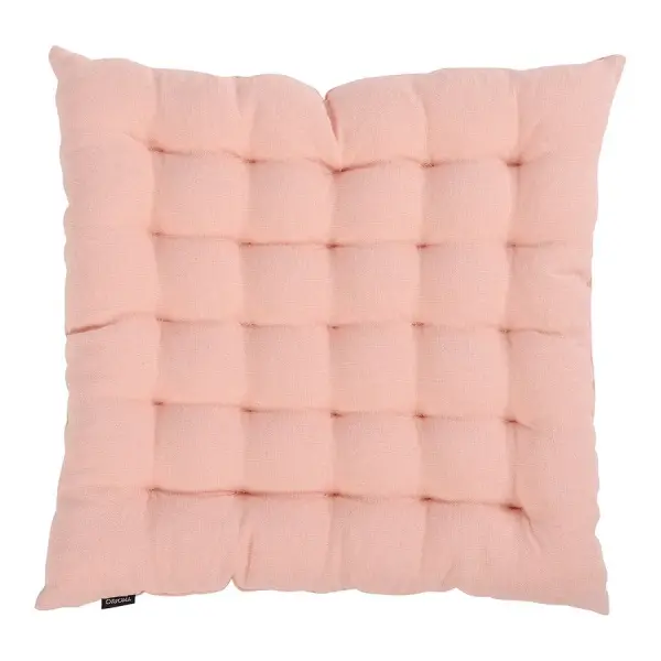 Подушка стеганая на стул из умягченного льна розово-пудрового цвета из коллекции essential, 40х40 см