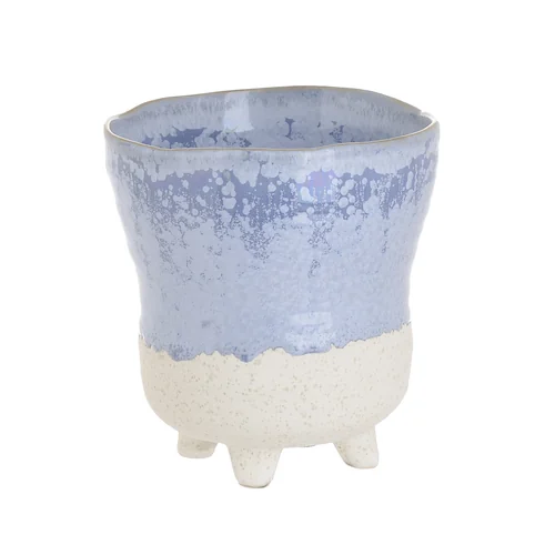 Кашпо Blue and white синий/молочный