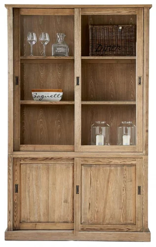 Буфет стеклянный двухдверный из массива ясеня