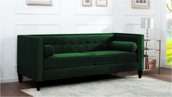 Диван Мельбурн с каретной стяжкой зеленый